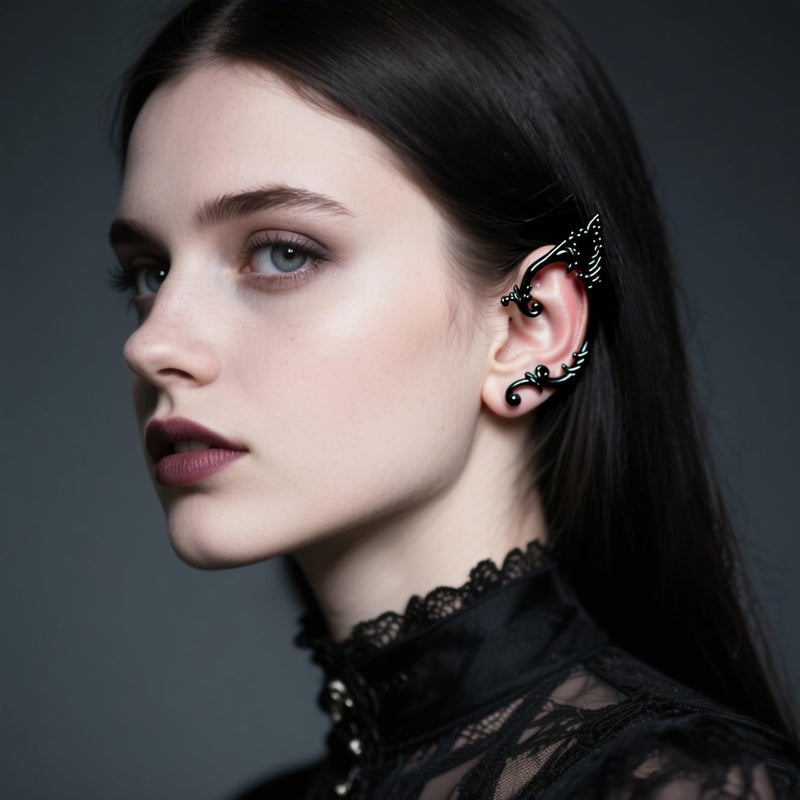 CSIYANJRY99 Elf Ear Cuffs for Women Butterfly Earrings Fairy Ears Goth Punk Ear Cuffs Halloween Accessorie Gothic Punk Jewelry Wrap Droping Earrings - Image 4